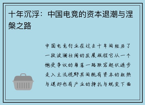 十年沉浮：中国电竞的资本退潮与涅槃之路